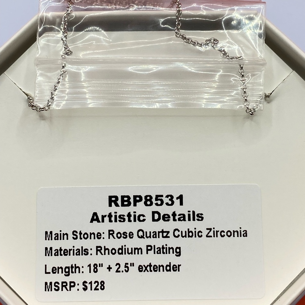 Bomb Party Necklace RBP8531 “Artistic Details” Cubic Zirconia on Rhodium NWT - Picture 3 of 3